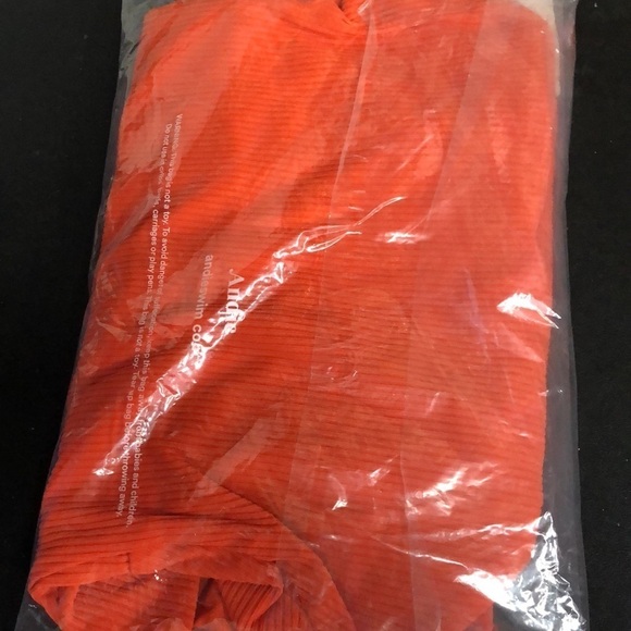 Andie Swim Asbury Rib High Neck One Piece Swimsuit Sire Orange NWT M - Picture 4 of 5